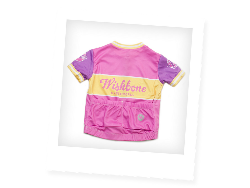 Pink purple and yellow cycling jersey